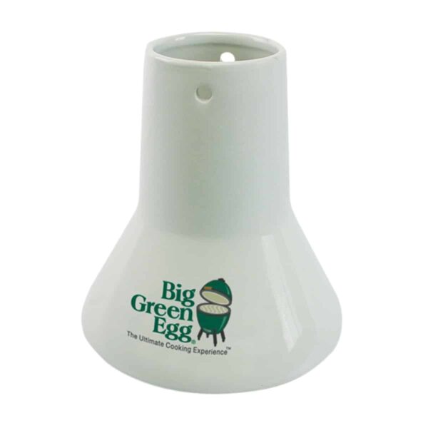 Keramieke kiphouder voor het braden van een hele kip op de Big Green Egg. Zorgt voor een korkant velletje en sappige vlees.