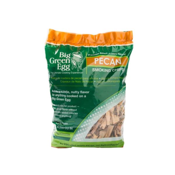 Houtsnippers Pecan als smaakmakers in de Big Green Egg.