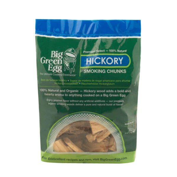 Houtchunks Hickory als smaakmakers in de Big Green Egg.